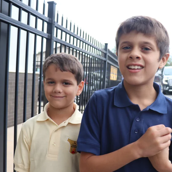 Pupils at the school gate