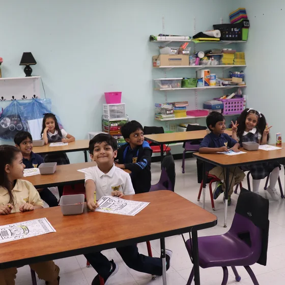 Pupils at their desks