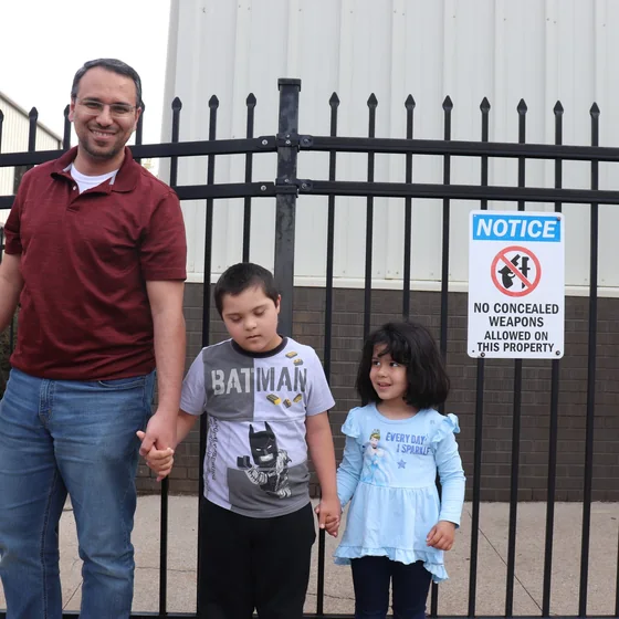 Families at a school event